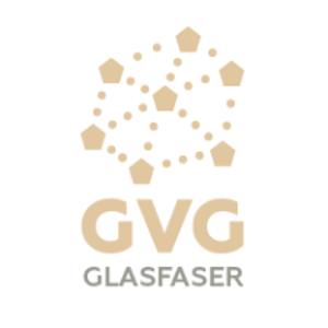 Hellbeiges Logo der GVG Glasfaser auf weißem Untergrund